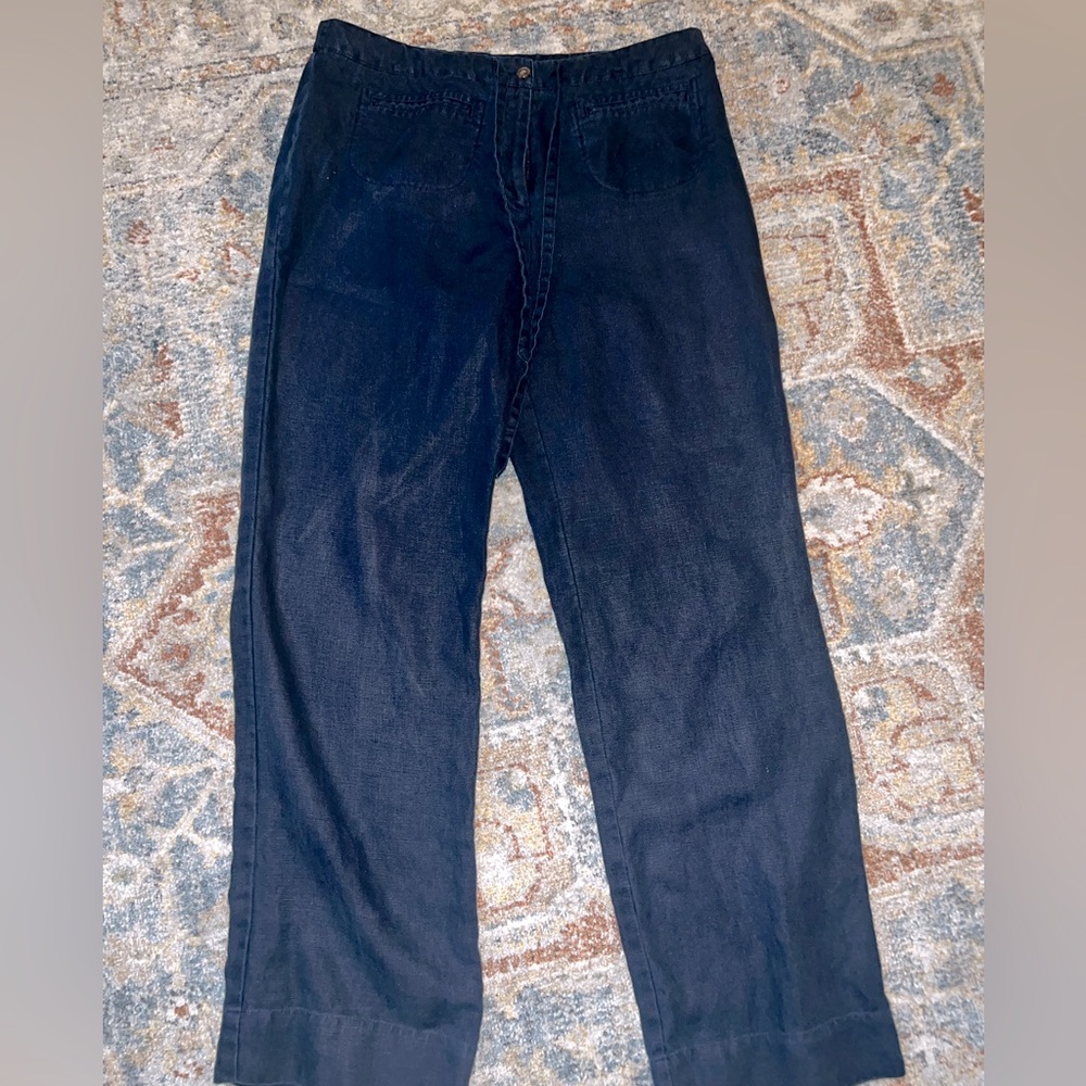 Charter Club Navy Blue Linen Pants‎